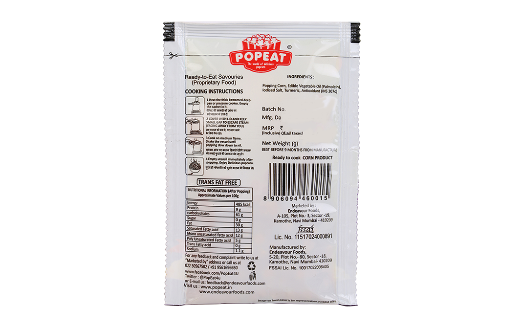 PopEat Delicious Popcorn Desi Delight Flavour   Pack  40 grams